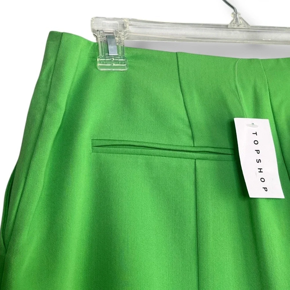 TOPSHOP pintuck high waist dress pants trousers bright kelly green NWT Women's 8 - Picture 5 of 11